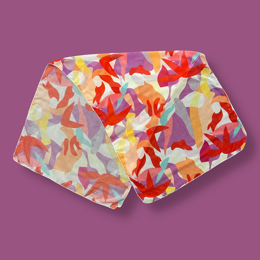 Vintage Colorful Scarf Rectangle Soft Lightweight Funky Abstract Art Geometric